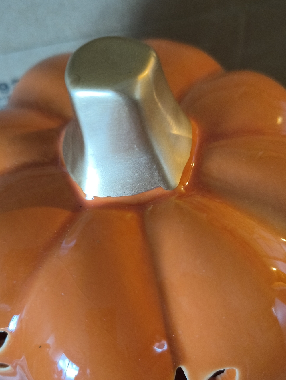 NWOT Orange Ceramic Pumpkin Lantern with Gold Stem - Picture 4 of 4